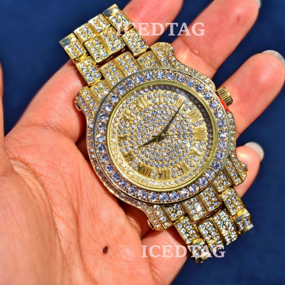 14K Gold & White Gold PT Iced Out Luxury Watches - Picture 3 of 7